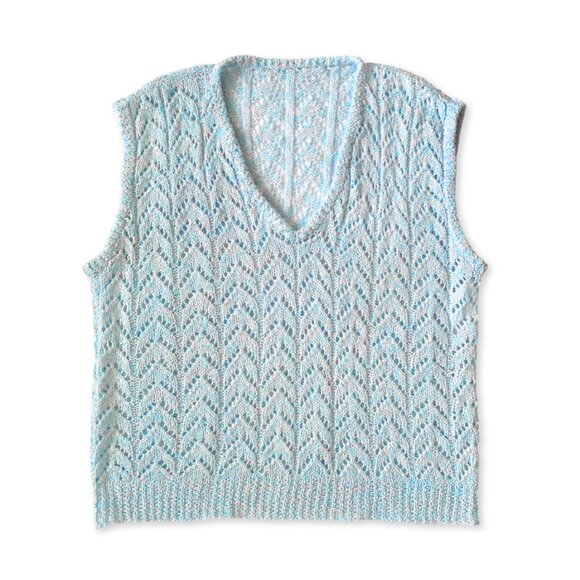 Vintage Knit Sweater V Neck Vest Scandi Copenhagen Coastal Grandma Cottagecore - Picture 1 of 9